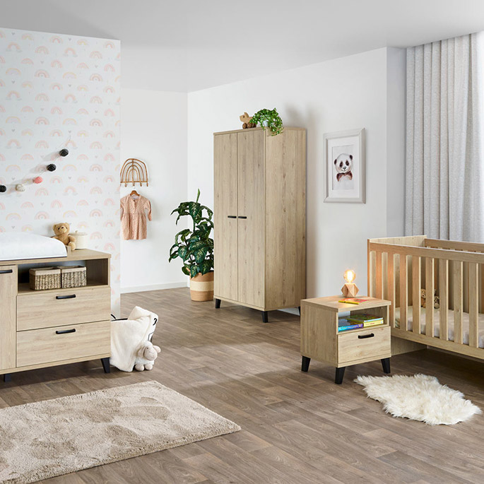 Chambre bébé contemporaine chêne/clair eloise