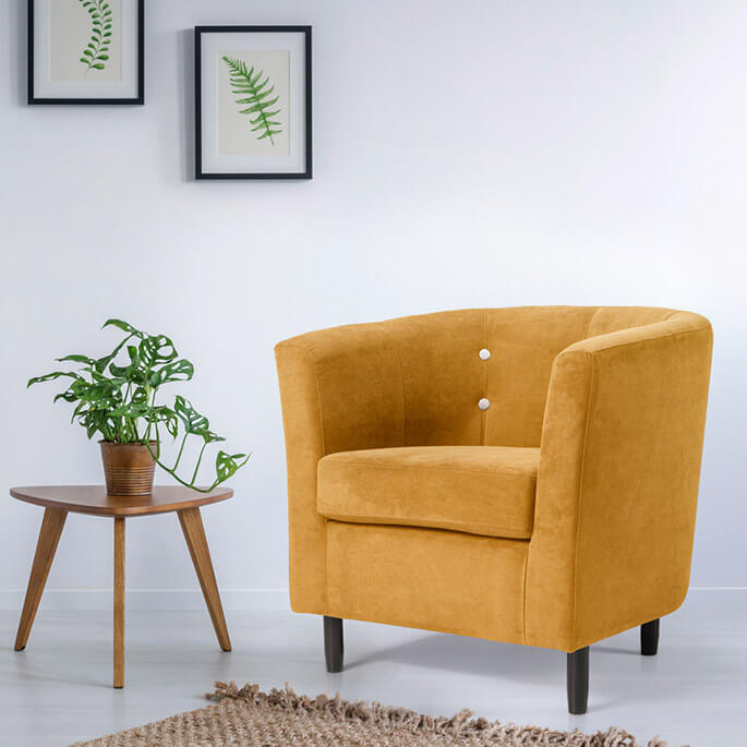 Fauteuil cabriolet contemporain en tissu jaune jerrico