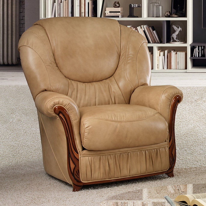 Fauteuil fixe contemporain en cuir beige toronto