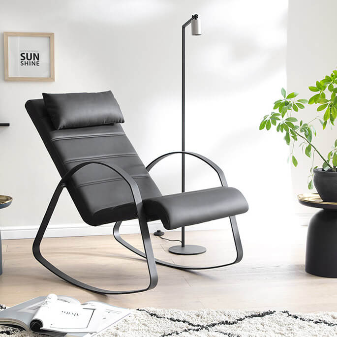 Fauteuil rocking chair moderne en metal noir astride