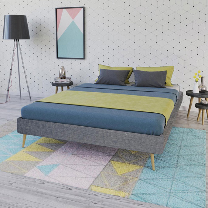 Lit adulte scandinave tissu agnar