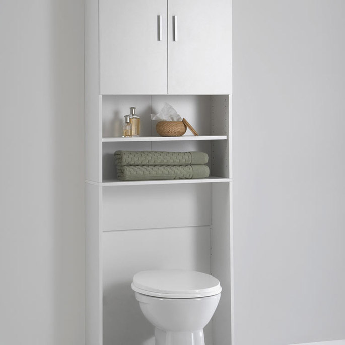 Meuble de rangement sanitaire contemporain blanc adenia