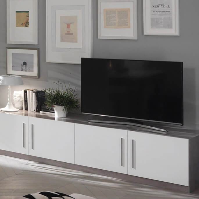 Meuble tv moderne 208 cm laque odetta