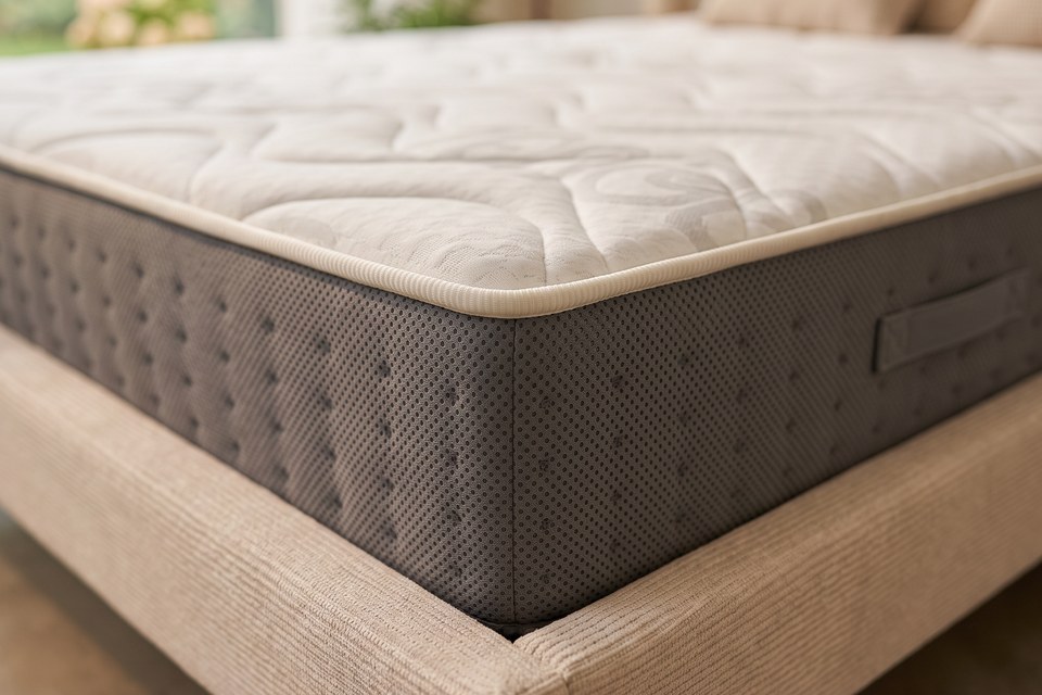 Angle du matelas Écorce : coutil TencelCool, bande capitonnée AirMesh3D et poignée