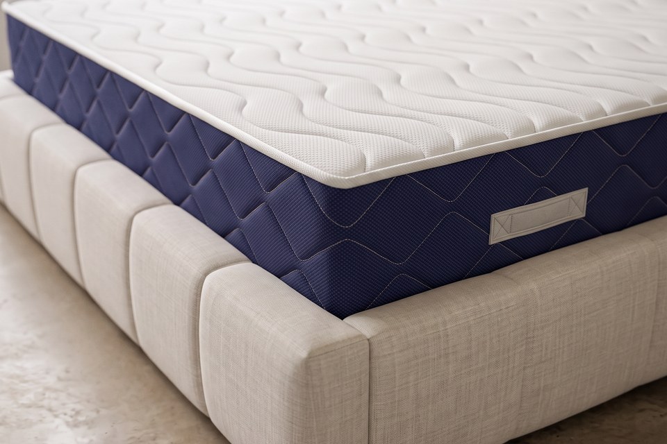 Angle du matelas Songe : coutil AirMesh3D, bande périmétrique et poignée