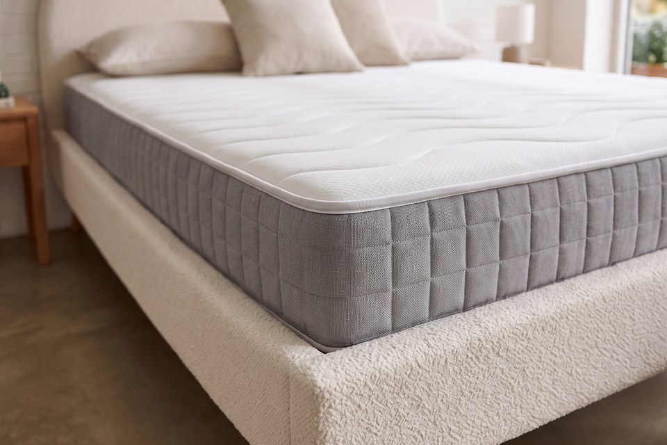 Angle du matelas Zéphyr : coutil AirMesh matelassé et bande périmétrique aérée