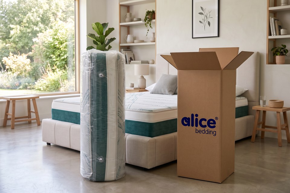 Matelas Clairière livré compressé et roulé dans son carton