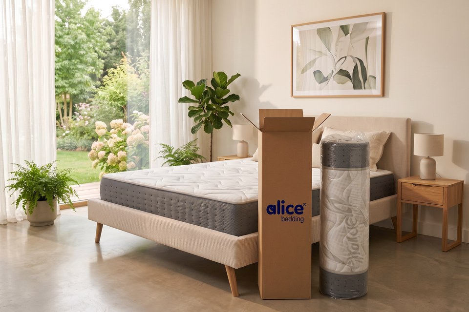 Matelas Écorce livré compressé et roulé dans son carton