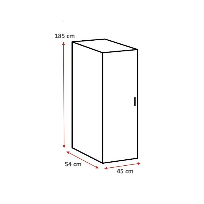 Dimensions : Armoire 1 porte à cadenas blanche profondeur 54 cm Jesy