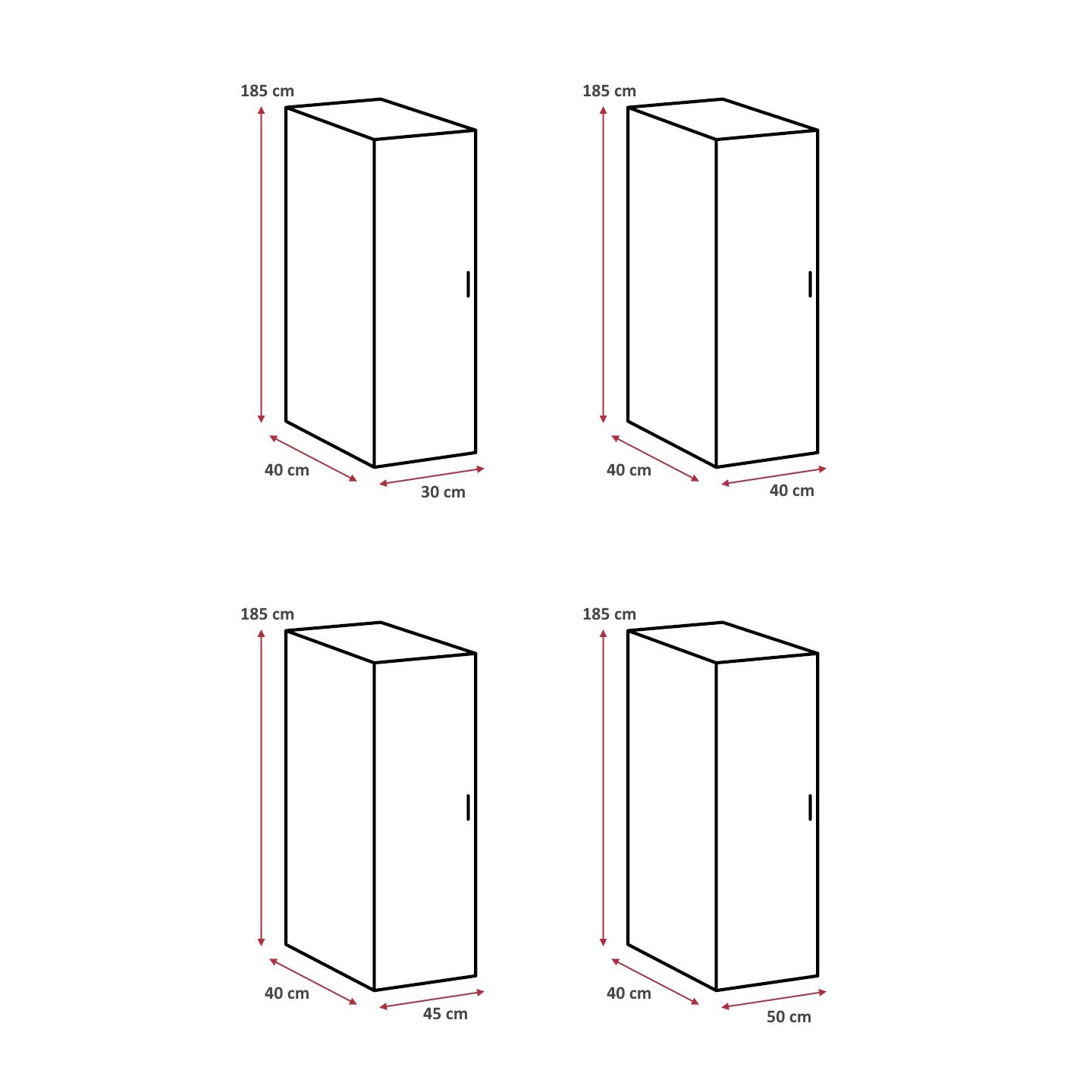 Dimensions : Armoire buanderie blanche 1 porte profondeur 40 cm Jesy
