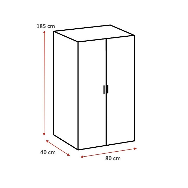 Dimensions : Armoire buanderie chêne clair 2 compartiments profondeur 40 cm Jesy