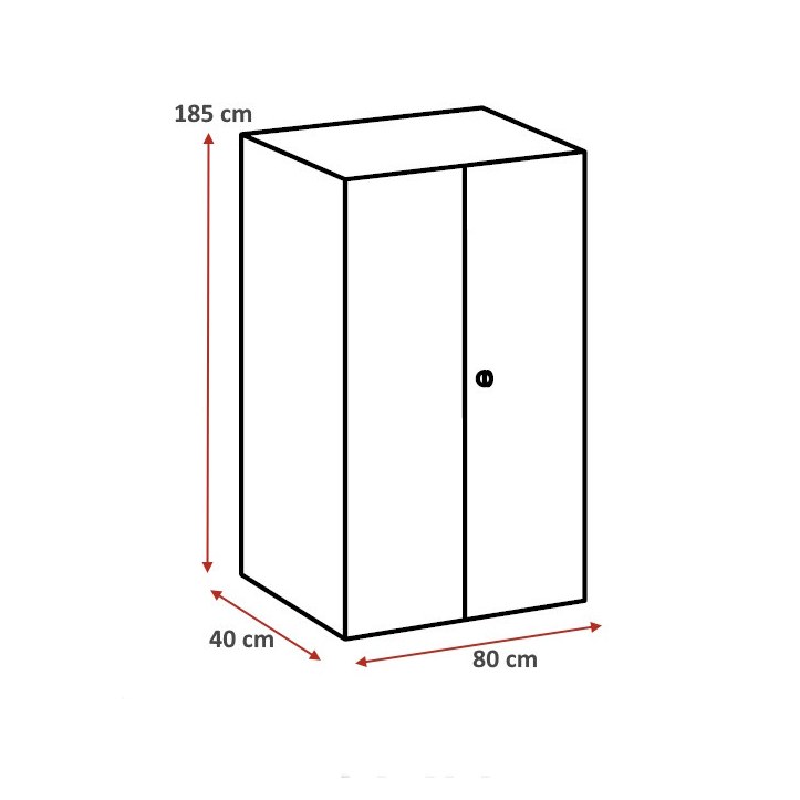 Dimensions : Armoire buanderie chêne clair avec serrure profondeur 40 cm Jesy