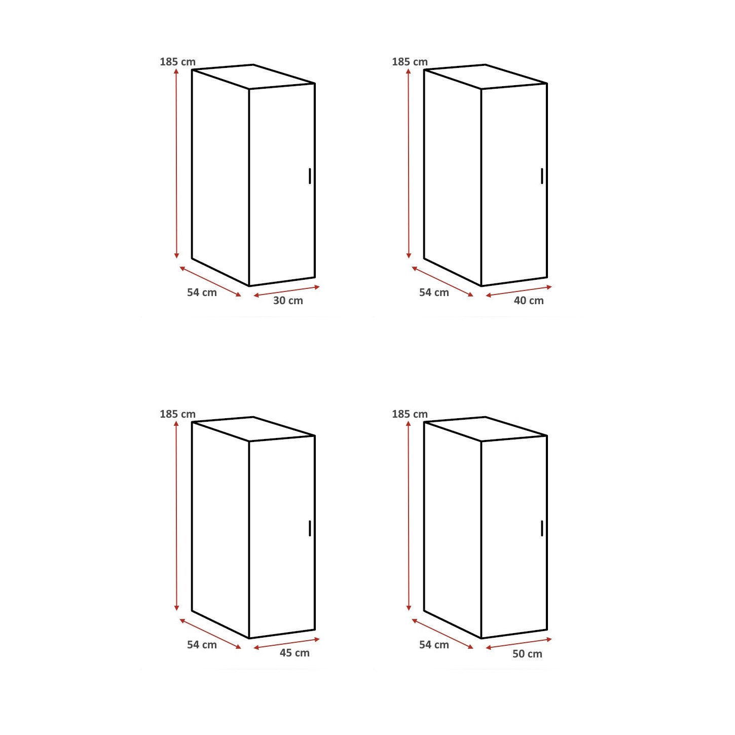 Dimensions : Armoire de buanderie blanche 1 porte profondeur 54 cm Jesy