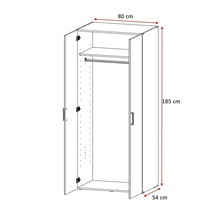 Dimensions : Armoire penderie blanche profondeur 54 cm Jesy