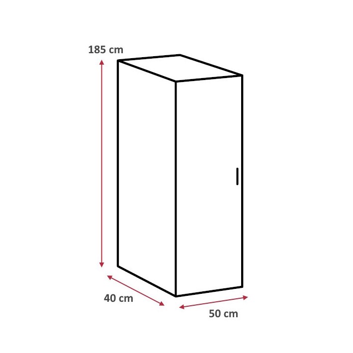 Dimensions : Armoire penderie chêne clair cintre extensible profondeur 40 cm Jesy