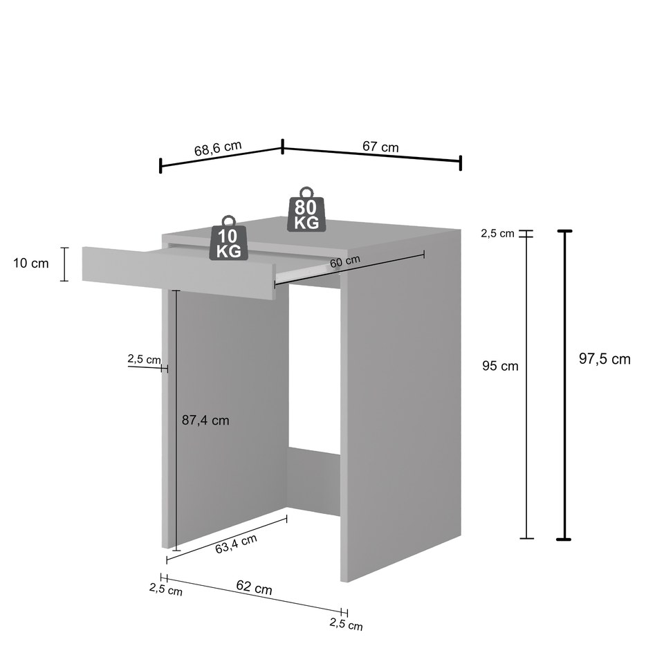 Dimensions : 67 × 97,5 × 69 cm (L × H × P)