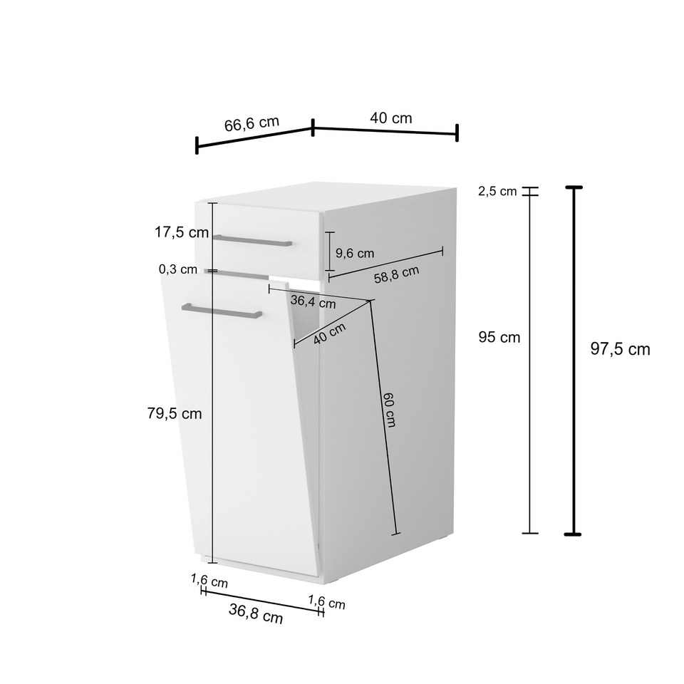 Dimensions : 40 × 97,5 × 65 cm (L × H × P)