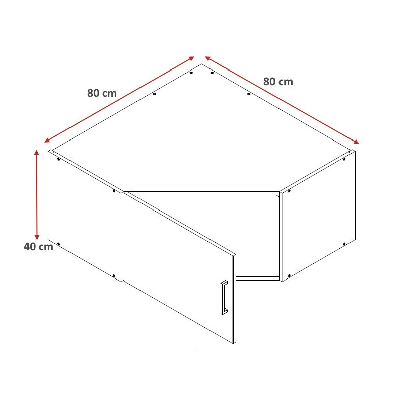 Dimensions : Surmeuble blanc pour armoire d'angle Jesy