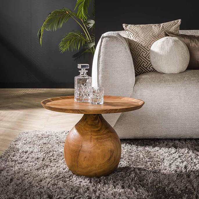 Table basse ronde en acacia massif naturel Ø 60 cm amazonie