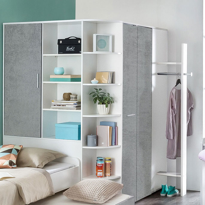 Vestiaire ouvert contemporain blanc johane